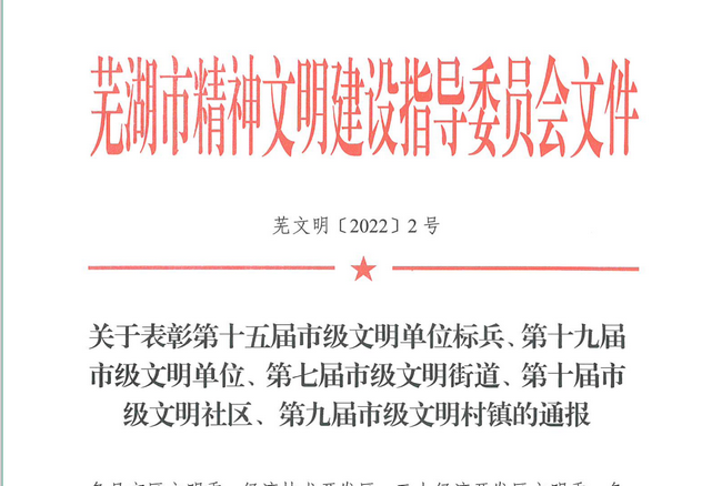 蕪湖市中醫(yī)醫(yī)院榮獲第十五屆文明單位標(biāo)兵稱號(hào)(圖1)